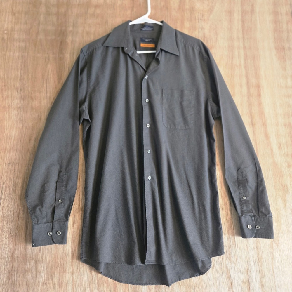 Dockers Stain Defender Mens Gray Long Sleeve Button Down Shirt Size M 15-15.5